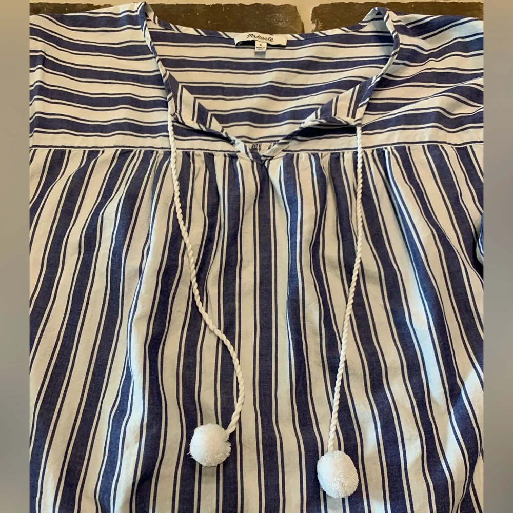 Blue and white striped Peasant top - Picture 2 of 6